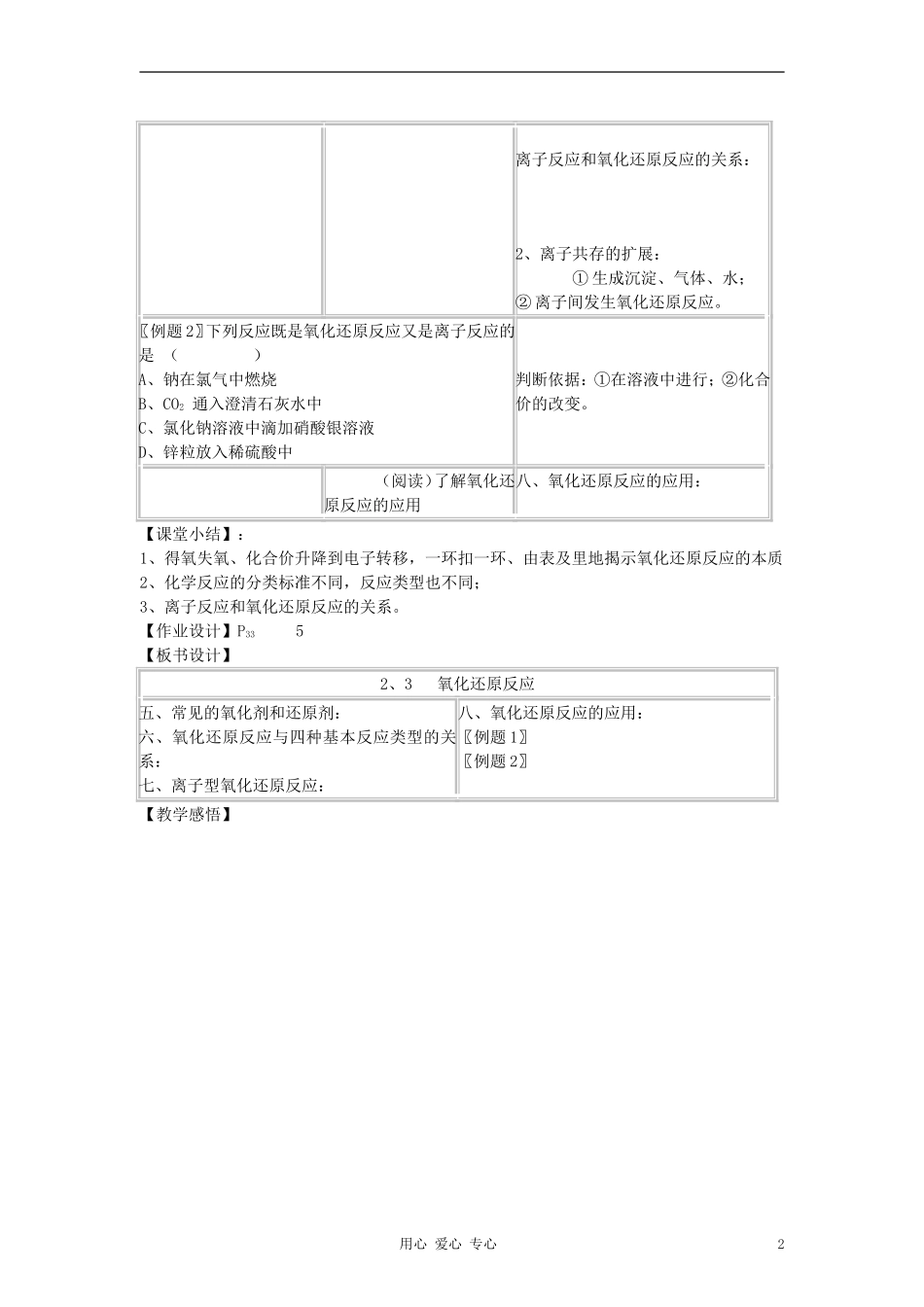 高中化学《氧化还原反应》教案4 新人教版必修1_第2页