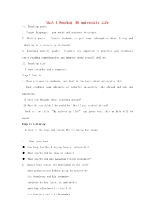 高中英语 Unit 4 The next step-Reading精品教案 牛津译林版选修11