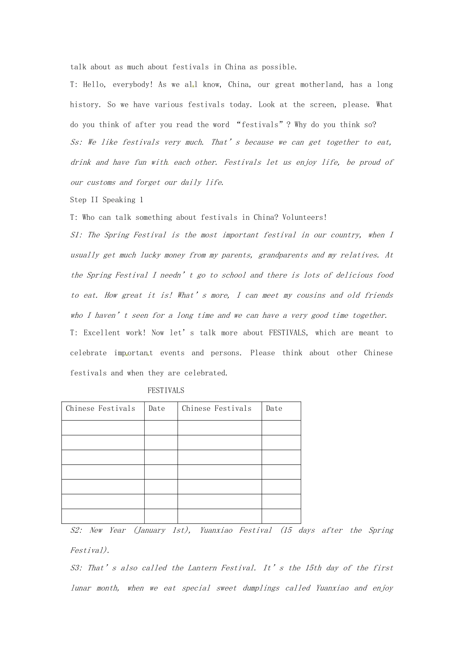 高中英语 Module4 TheFirst Period Speaking教案 外研版必修5-外研版高二必修5英语教案_第2页