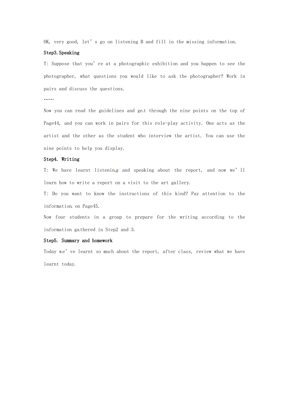 高中英语 Unit3 The word of colours and lights Task教案 牛津译林版选修8-牛津版高二选修8英语教案_第2页