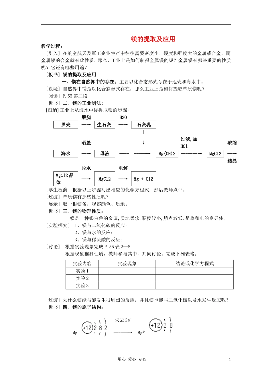 高中化学 专题2 从海水中获得的化学物质 第二单元 钠、镁及其化合物教案（6） 苏教版必修1_第1页