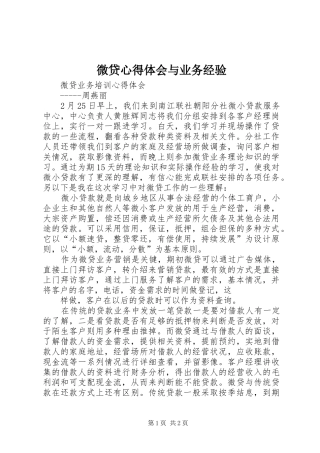 微贷心得体会与业务经验