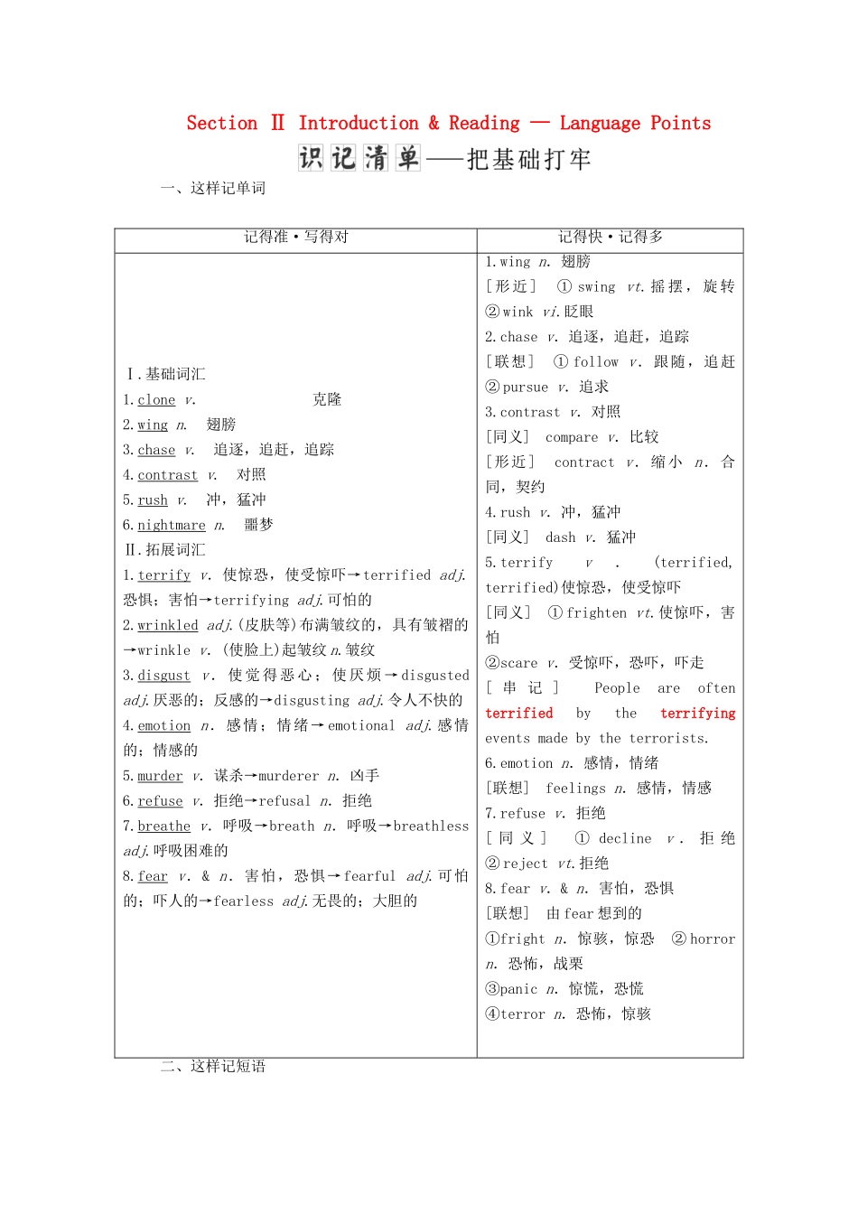 高中英语 Module 5 Cloning Section Ⅱ Introduction  Reading — Language Points教案（含解析）外研版选修6-外研版高二选修6英语教案_第1页