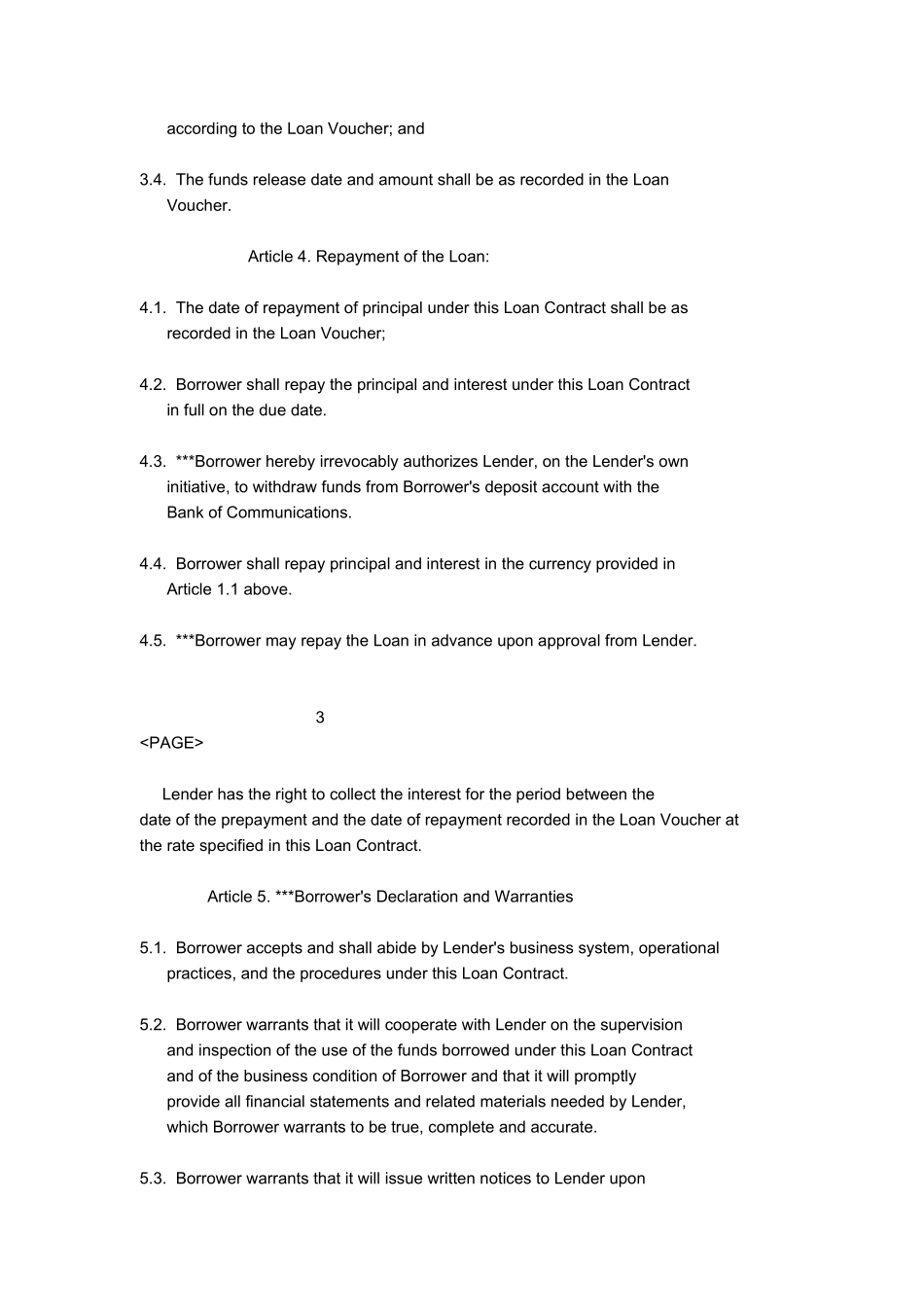 标准的银行贷款合同（英文）_第3页