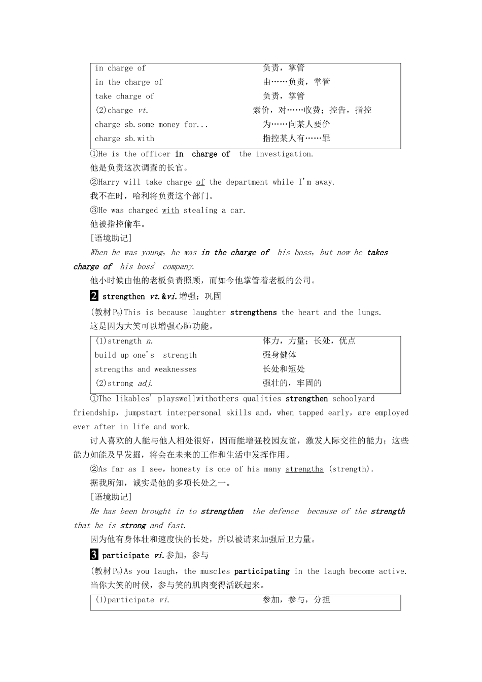 高中英语 Unit 1 Laughter is good for you Section Ⅳ Language points（Ⅱ）（Word powerGrammar and usage  Task）（教师用书）教案 牛津译林版选修6-牛津版高二选修6英语教案_第3页