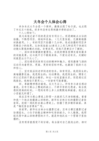 大冬会个人体会心得