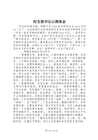 村支部书记心得体会