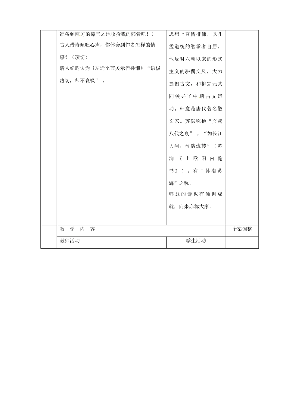 高中语文 专题五 左迁至蓝关示侄孙湘教案 苏教版选修《唐诗宋词选读》-苏教版高二《唐诗宋词选读》语文教案_第2页