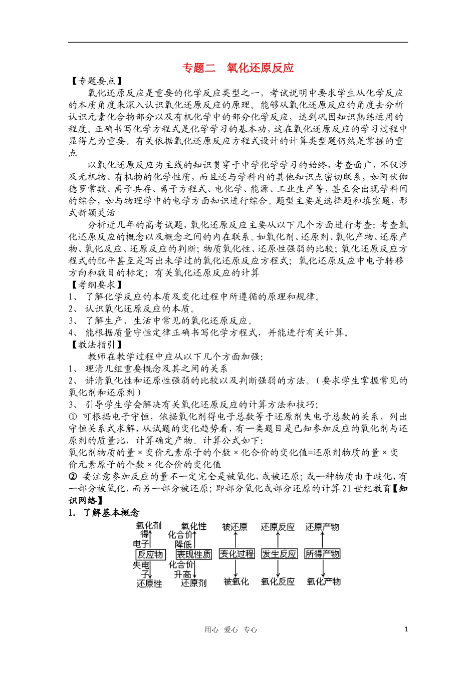 高中化学 专题二  氧化还原反应教案_第1页