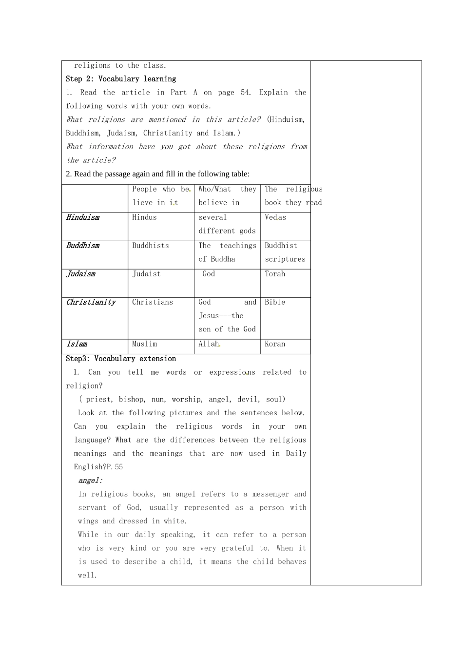 高中英语 Unit4 Behind beliefs Word power Task教案 牛津译林版选修9-牛津版高二选修9英语教案_第2页