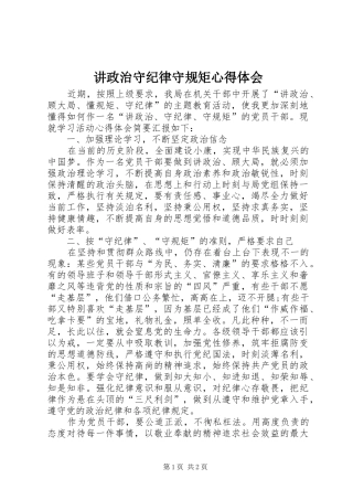 讲政治守纪律守规矩心得体会