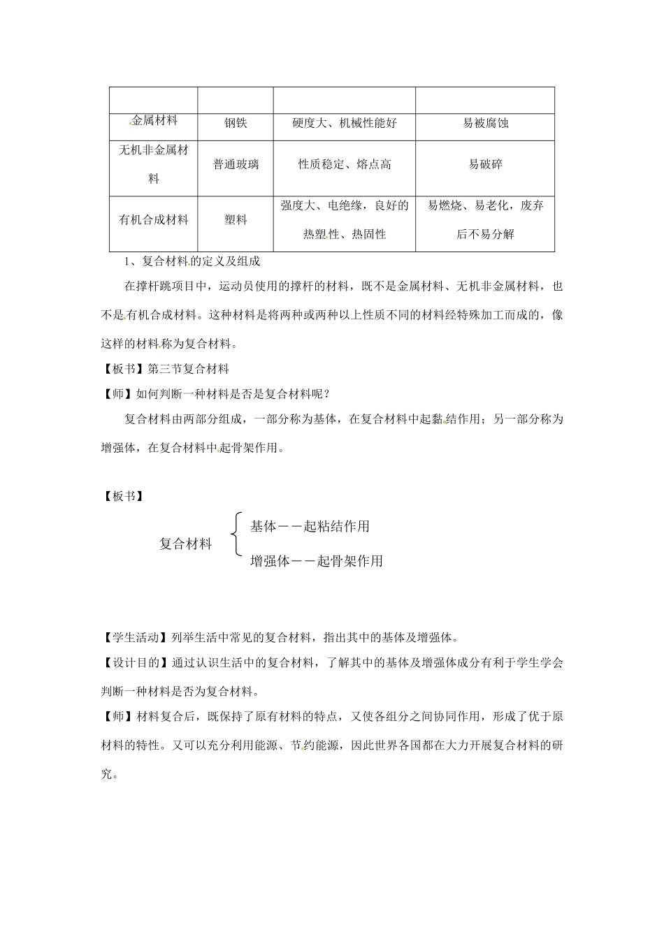 高中化学 第4章 材料家族中的元素 第3节 复合材料教学设计2 鲁科版必修1-鲁科版高一必修1化学教案_第2页