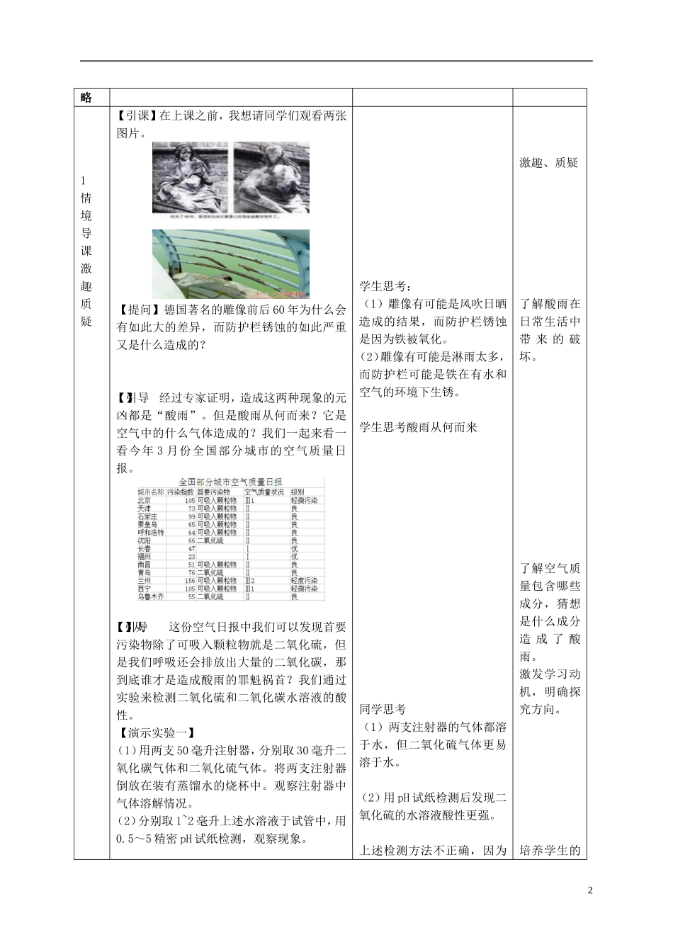高中化学 第四章 第三节 二氧化硫教学设计 新人教版必修1-新人教版高一必修1化学教案_第2页