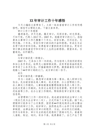XX年审计工作十年感悟