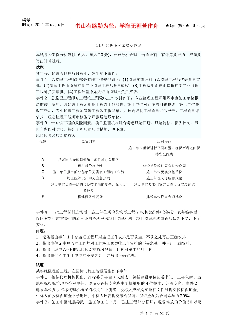 合同管理基础理论与相关法规质量投资进度控制)_第1页