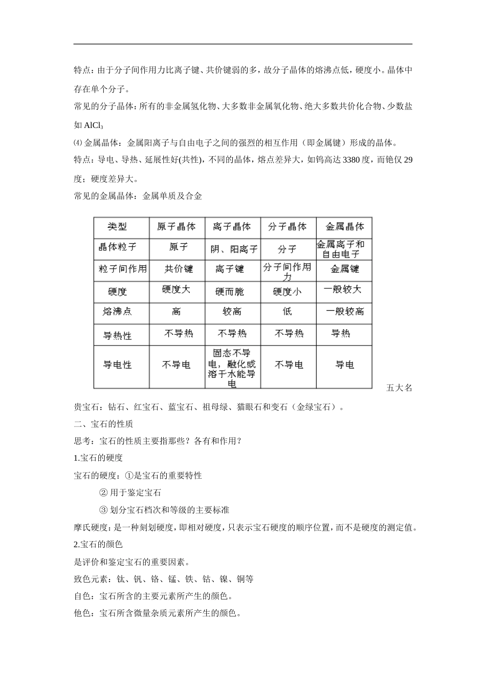高中化学 主题四课题2 走进宝石世界教案 鲁科版选修1_第2页