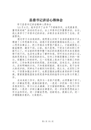 县委书记讲话心得体会