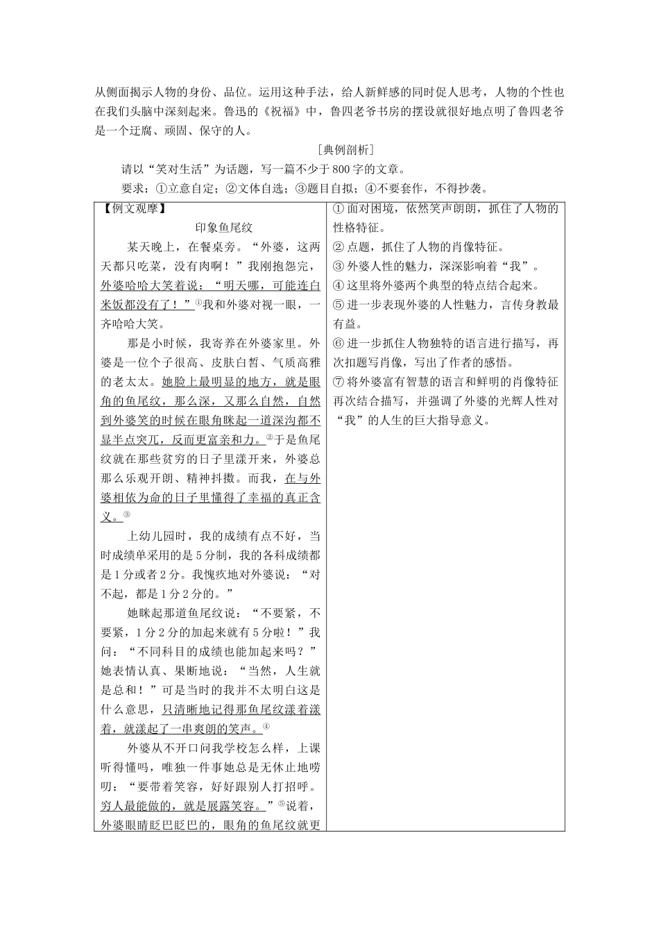 高中语文 第3单元 单元序列写作3 个性光辉 写人要凸显个性教案 新人教版必修1-新人教版高中必修1语文教案_第2页