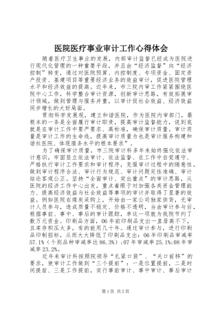 医院医疗事业审计工作心得体会