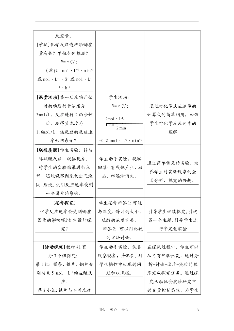 高中化学《化学反应的快慢和限度》教案6 鲁科版必修2_第3页