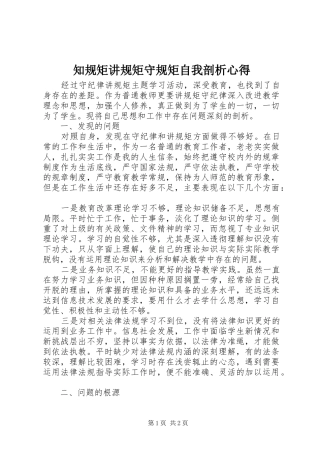 知规矩讲规矩守规矩自我剖析心得