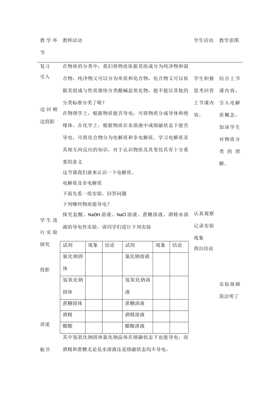 高中化学 第2章 元素与物质世界 第2节 电解质教学设计2 鲁科版必修1-鲁科版高一必修1化学教案_第2页
