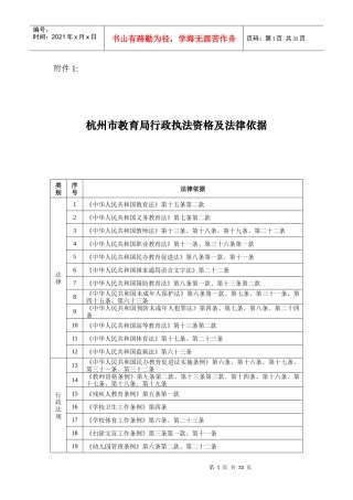 杭州市教育局行政执法资格及法律依据