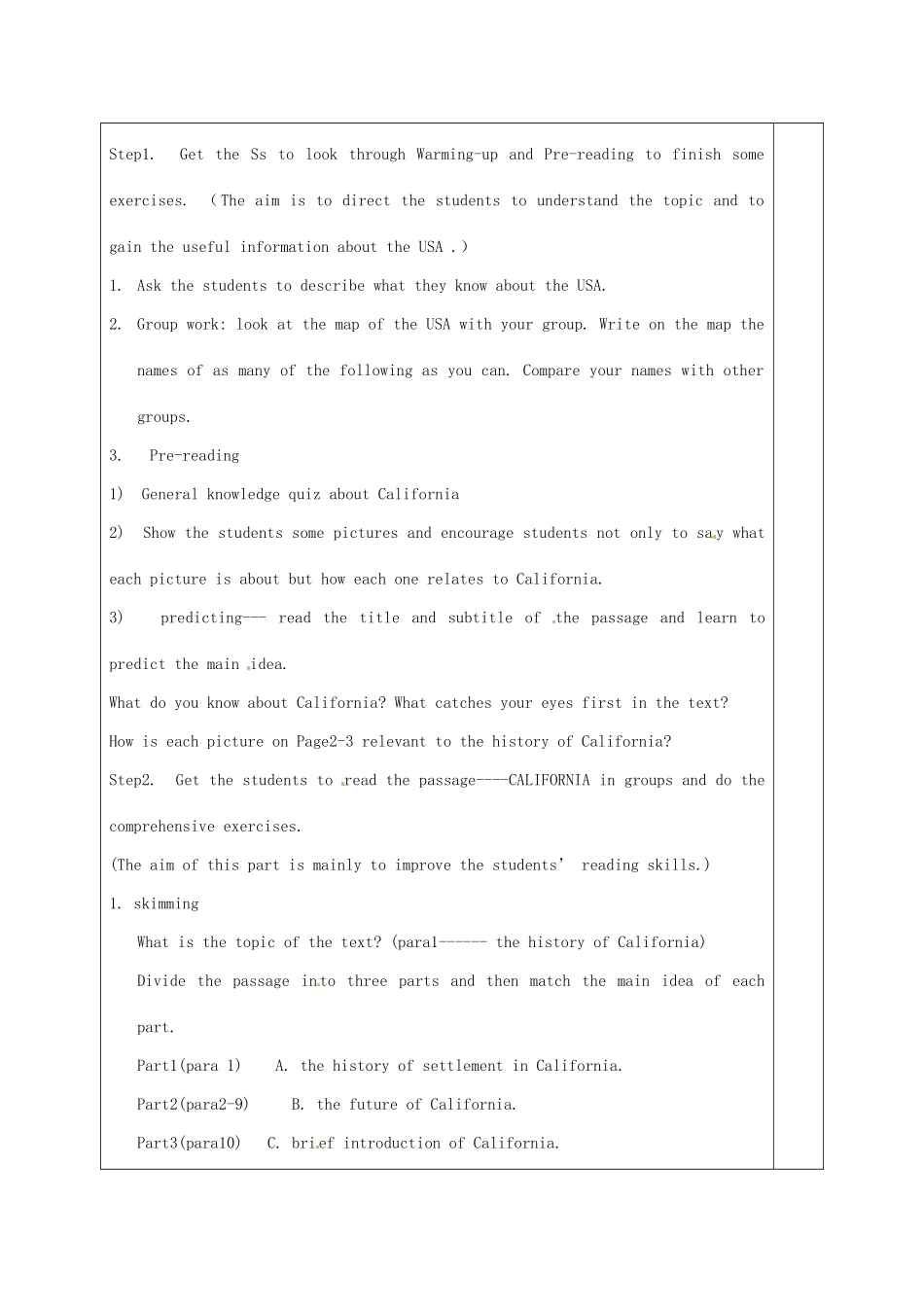 福建省厦门市集美区灌口中学高中英语 unit1 A land of diversity教案 新人教版选修8_第3页