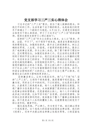 党支部学习三严三实心得体会