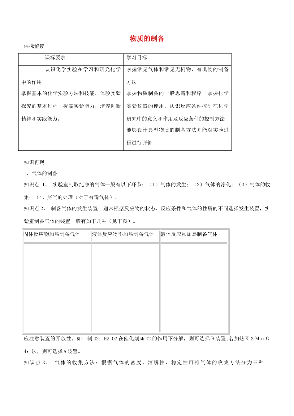 高中化学 第二单元 物质的获取 2.2 物质的制备教案 新人教版选修6-新人教版高二选修6化学教案_第1页