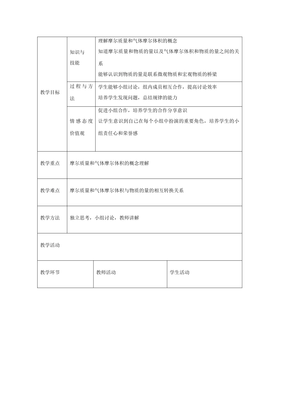 高中化学 1.2 物质的量教学设计3 鲁科版必修1-鲁科版高一必修1化学教案_第2页