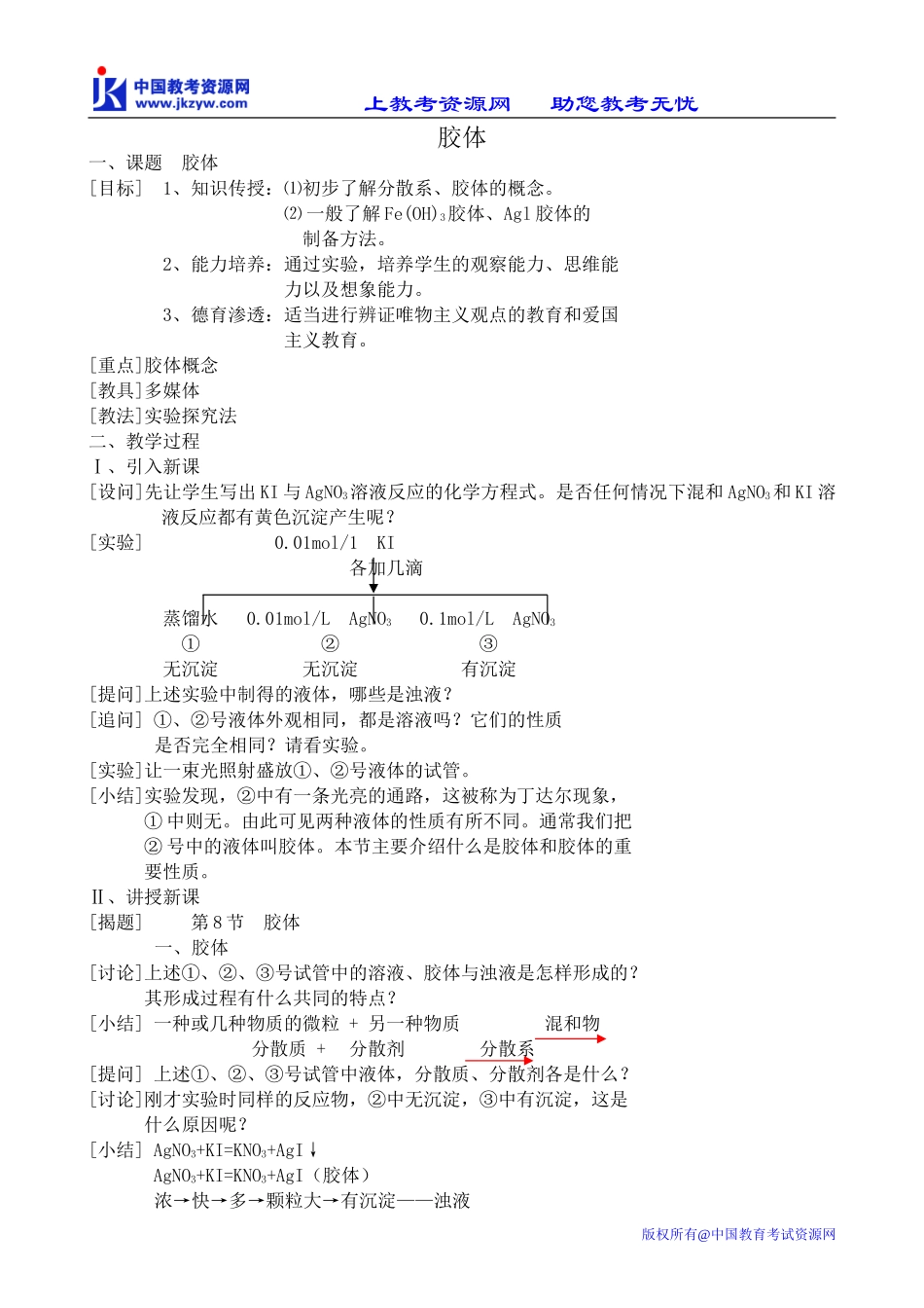 高中化学必修选修胶体_第1页