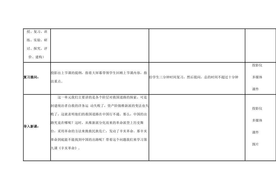 高中历史 第15课 辛亥革命教案24 岳麓版必修1-岳麓版高一必修1历史教案_第3页