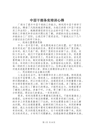 中层干部务实培训心得