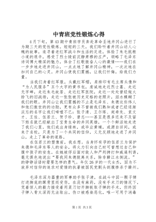 中青班党性锻炼心得