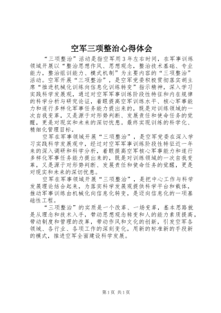 空军三项整治心得体会