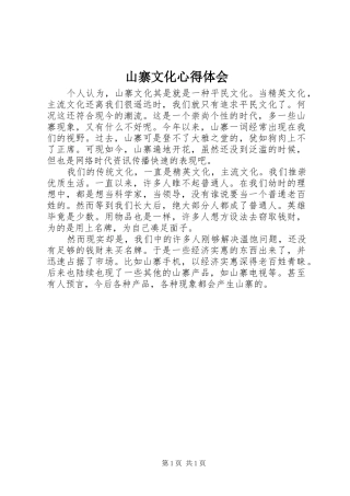 山寨文化心得体会