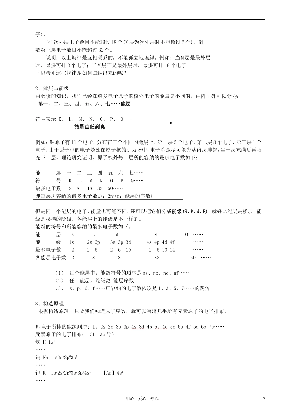 高中化学 第一章 物质结构与性质教案  新人教版选修3_第2页