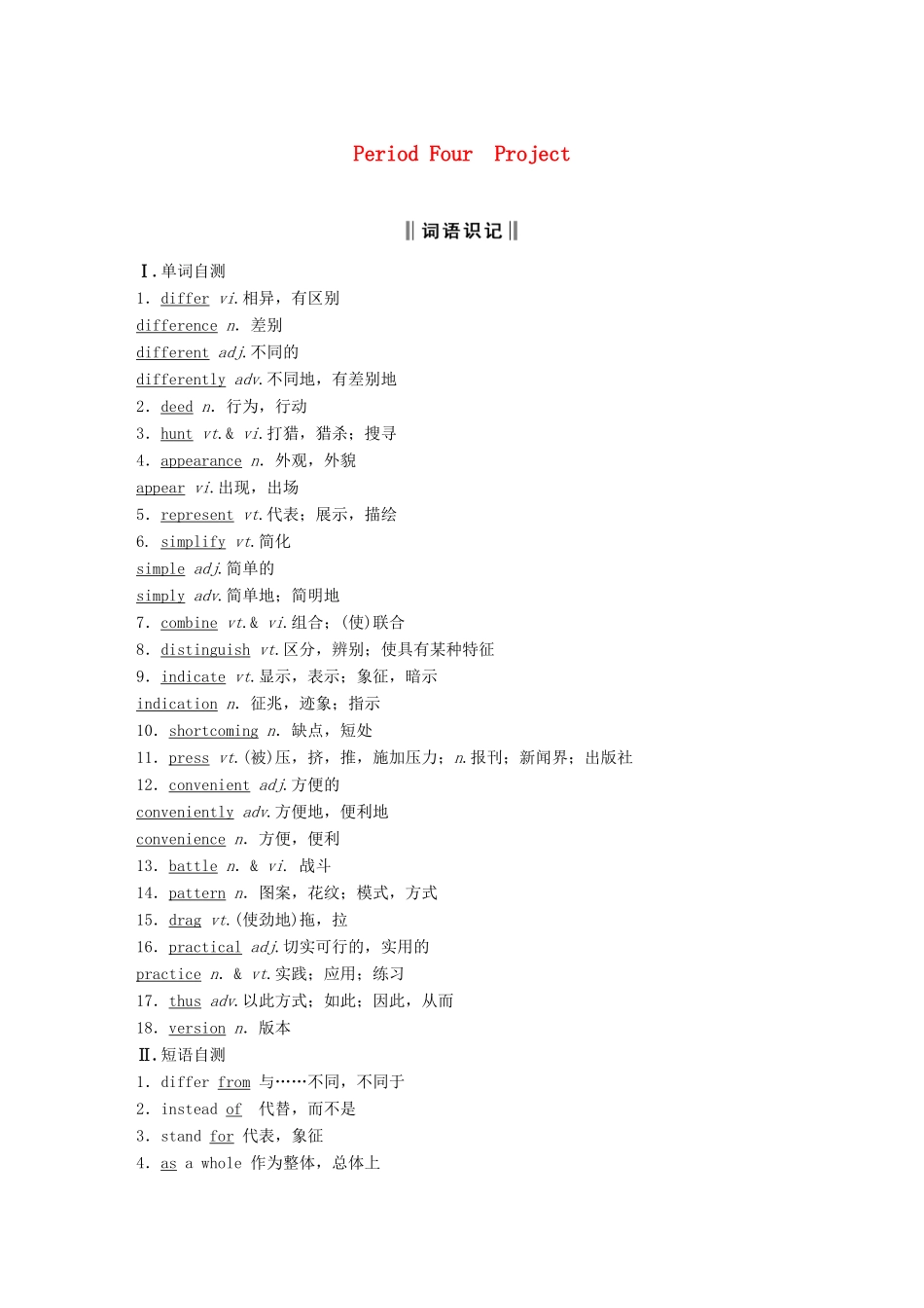 高中英语 Unit 2 Language Period Four Project讲义 牛津译林版必修3-牛津版高二必修3英语教案_第1页