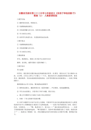 安徽省芜湖市第三十三中学七年级语文《盲孩子和他的影子》教案（2） 人教新课标版
