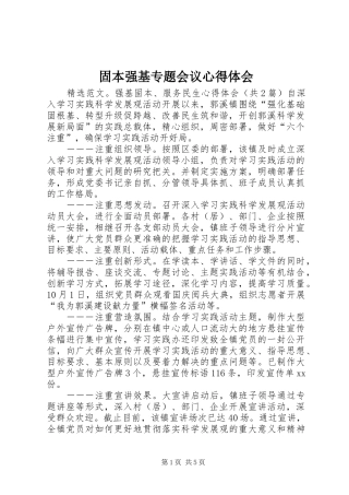 固本强基专题会议心得体会