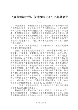 “规范执法行为，促进执法公正”心得体会之二