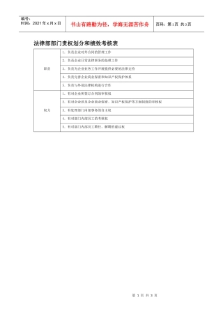 部门责权划分和绩效考核——法律部