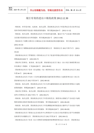 进出口税收法法规目录汇总