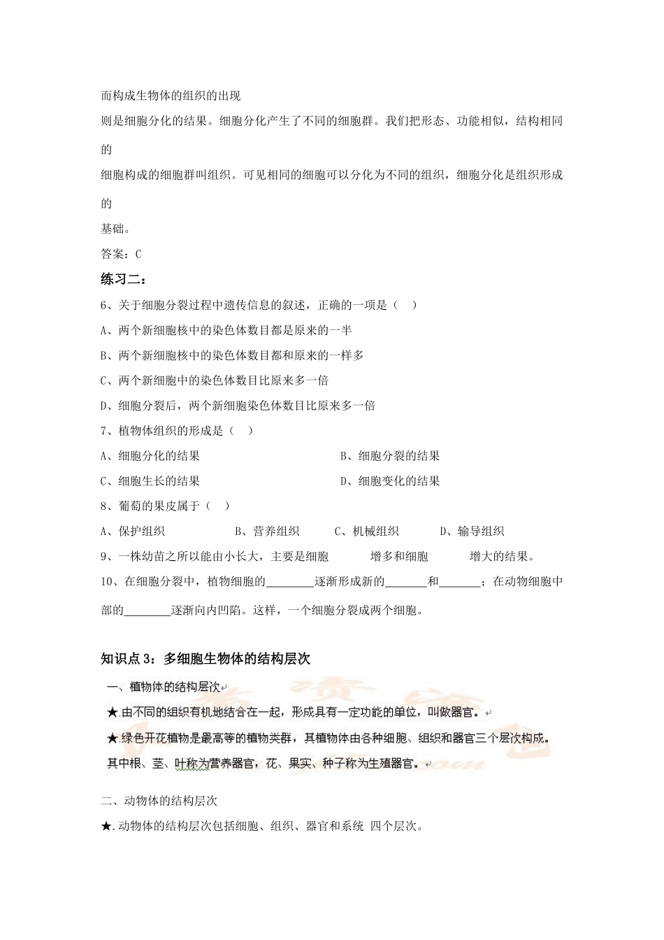 中考生物一轮复习 第二讲严整的生命结构教案 济南版_第3页