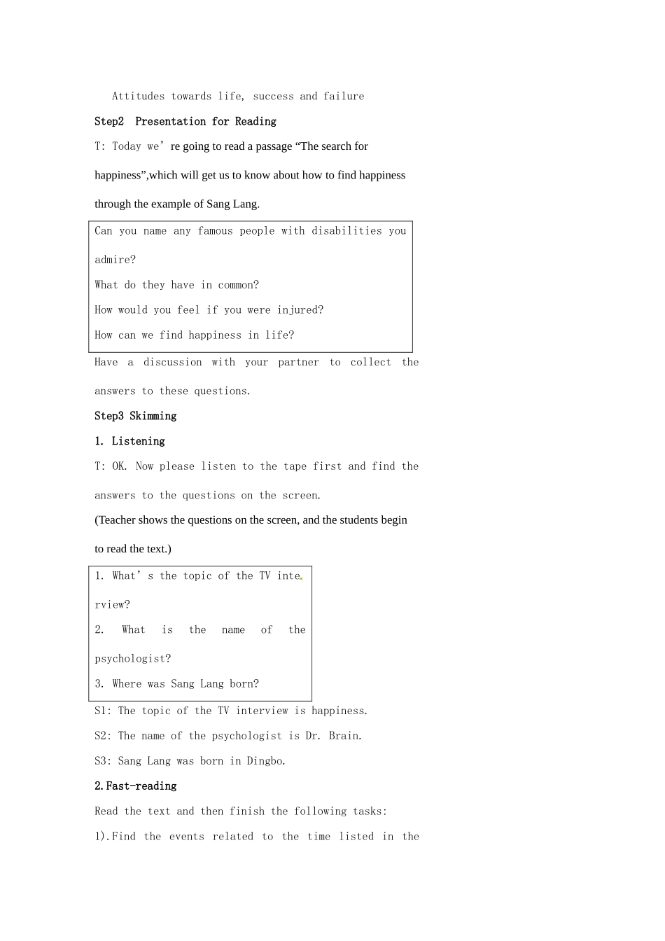 高中英语《Unit2 What is happiness to you》Reading教案 牛津译林版选修6-牛津版高二选修6英语教案_第3页