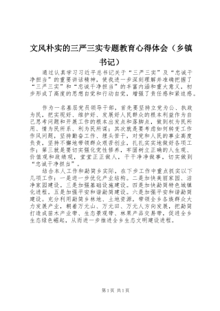 文风朴实的三严三实专题教育心得体会（乡镇书记）