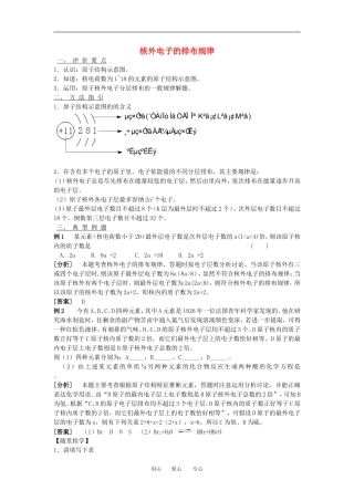 高中化学核外电子的排布规律教案苏教版必修二