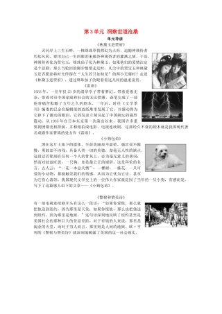 高中语文 第3单元 洞察世道沧桑单元导读教师用书 鲁人版必修4-鲁人版高一必修4语文教案