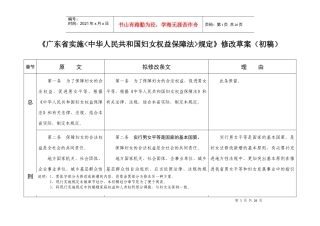 《广东省实施中华人民共和国妇女权益保障法规定》修改草案（第一